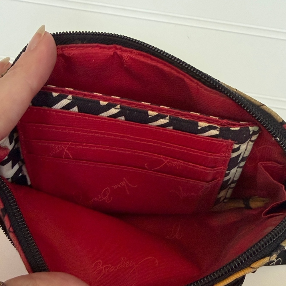 (136)VeraBradley Quilted Floral Wristlet Wallet Red,Orange,Mustard, Black,Cream - Picture 5 of 9